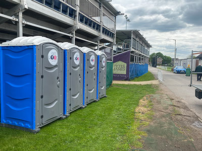 Portable toilets at sports ground