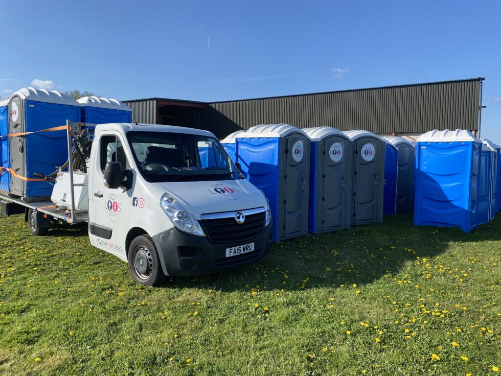 Group of portable toilets